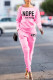 Pink Casual Street Print Patchwork O Neck Long Sleeve Two Pieces