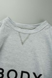 Pink Casual Letter Print Basic O Neck Long Sleeve Two Pieces