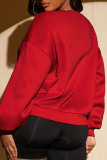 Red Casual Street Print Patchwork O Neck Tops