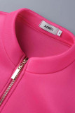 Yellow Elegant Solid Patchwork Fold Zipper Cardigan Collar A Line Dresses