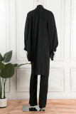 Rose Red Casual Solid Bandage Patchwork Half A Turtleneck Long Sleeve Two Pieces