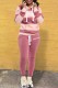 Pink Casual Striped Letter Hooded Collar Long Sleeve Two Pieces