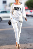 Pink Casual Street Print Patchwork O Neck Long Sleeve Two Pieces