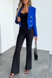 Rose Red Casual Solid Patchwork Cardigan Turn-back Collar Outerwear