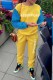 Yellow Casual Print Patchwork Letter O Neck Long Sleeve Two Pieces