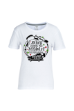 Grey Party Simplicity Print Patchwork Letter O Neck T-Shirts