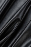 Brownness Casual Solid Basic O Neck Long Sleeve Dresses