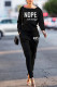 Black Casual Street Print Patchwork O Neck Long Sleeve Two Pieces