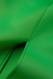 Green Street Solid Flounce One Shoulder Pencil Skirt Dresses