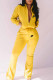 Yellow Casual Print Patchwork Zipper Collar Long Sleeve Two Pieces
