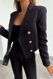 Rose Red Casual Solid Patchwork Cardigan Turn-back Collar Outerwear