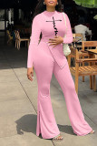 Red Casual Print Patchwork Slit O Neck Long Sleeve Two Pieces