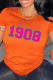 Orange Casual Basis Print Patchwork O Neck T-Shirts