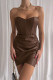 Brown Sexy Solid Patchwork Asymmetrical Strapless One Step Skirt Dresses