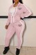 Pink Casual Print Letter Zipper Collar Long Sleeve Two Pieces