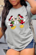 Grey Vintage Cute Print Patchwork O Neck T-Shirts