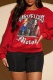 Red Casual Street Print Patchwork O Neck Tops