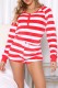 Red White Casual Living Print Patchwork O Neck Long Sleeve Two Pieces