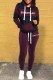 Black Casual Striped Letter Hooded Collar Long Sleeve Two Pieces