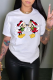 White Vintage Cute Print Patchwork O Neck T-Shirts