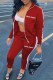 Red Sportswear Print Letter Zipper Collar Long Sleeve Two Pieces
