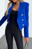 Rose Red Casual Solid Patchwork Cardigan Turn-back Collar Outerwear