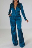 Red Casual Solid Patchwork Turndown Collar Long Sleeve Two Pieces