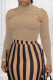 Khaki Sexy Street Solid Hollowed Out Patchwork Half A Turtleneck Tops