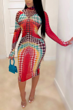 Colour Street Print Patchwork Turtleneck Dresses