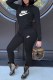 Black Street Print Letter O Neck Long Sleeve Two Pieces
