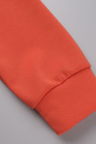 Orange Red Casual Solid Patchwork Zipper Collar Long Sleeve Two Pieces