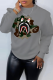 Grey Street Vintage Print Patchwork Letter O Neck Tops