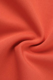 Orange Red Casual Solid Patchwork Zipper Collar Long Sleeve Two Pieces