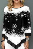 Red Casual Print Patchwork O Neck Tops