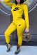 Yellow Street Print Letter O Neck Long Sleeve Two Pieces