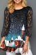 Blue Black Casual Solid Patchwork O Neck T-Shirts