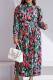 Black Casual Elegant Print Patchwork Fold Half A Turtleneck Straight Dresses
