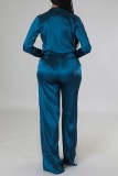 Red Casual Solid Patchwork Turndown Collar Long Sleeve Two Pieces