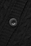 Black Casual Solid Patchwork V Neck Long Sleeve Dresses