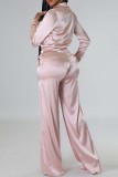 Red Casual Solid Patchwork Turndown Collar Long Sleeve Two Pieces
