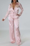 Red Casual Solid Patchwork Turndown Collar Long Sleeve Two Pieces