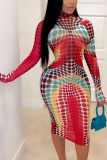 Colour Street Print Patchwork Turtleneck Dresses
