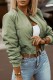 Army Green Casual Solid Patchwork O Neck Outerwear