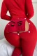 Red Black Sexy Living Print Hollowed Out Draw String V Neck Skinny Jumpsuits