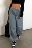 Grey Street Solid Draw String Harlan Mid Waist Harlan Solid Color Bottoms
