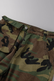 Camouflage Street Camouflage Print Ripped Harlan Mid Waist Harlan Full Print Bottoms