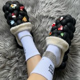 Apricot Casual Living Patchwork Round Keep Warm Comfortable Shoes