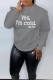 Grey Casual Simplicity Print Patchwork Letter O Neck Tops