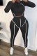 Black Casual Sportswear Solid Patchwork Zipper Collar Long Sleeve Two Pieces