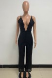 Silver White Sexy Casual Patchwork Sequins Backless Spaghetti Strap Regular Jumpsuits